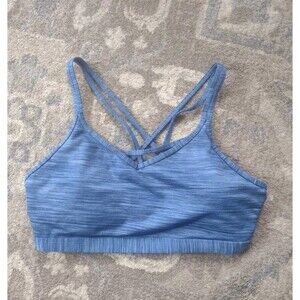 Zyia Sports Bra Gym Women's XL Heather Blue Light n Tight Strappy Cross Back